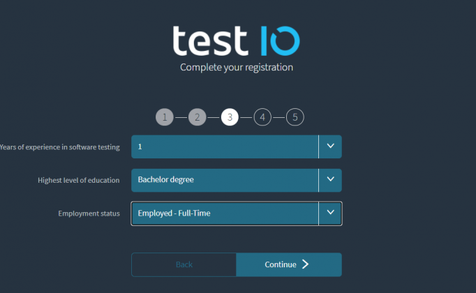 đăng ký Test IO